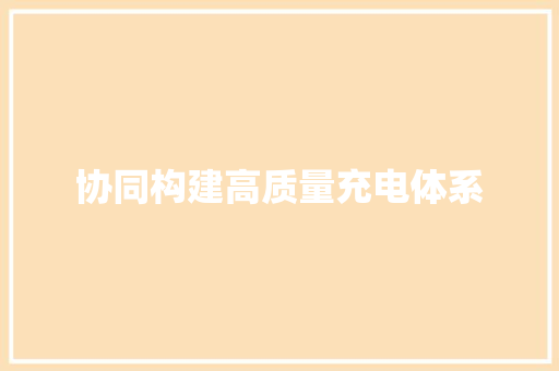 协同构建高质量充电体系
