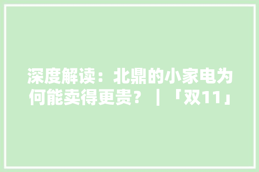 深度解读：北鼎的小家电为何能卖得更贵？｜「双11」不雅观察