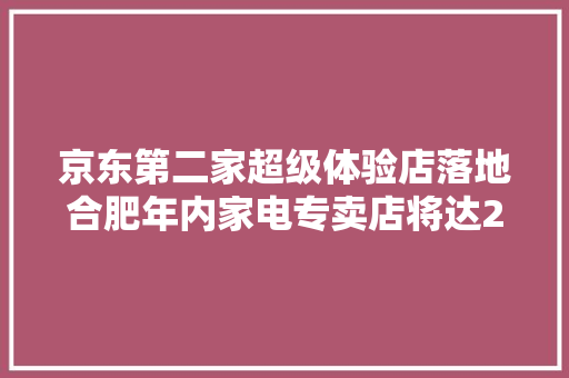 京东第二家超级体验店落地合肥年内家电专卖店将达2万家