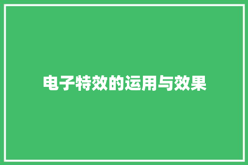 电子特效的运用与效果