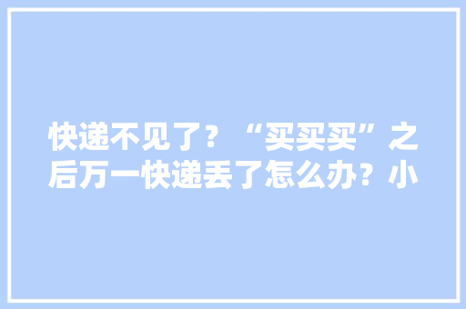 快递不见了？“买买买”之后万一快递丢了怎么办？小布给你来支招