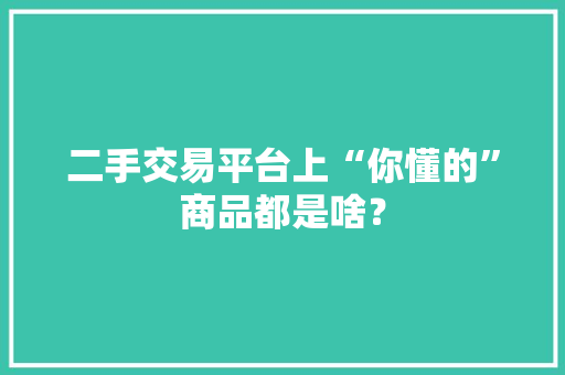 二手交易平台上“你懂的”商品都是啥？