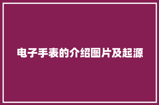 电子手表的介绍图片及起源