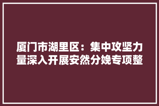 厦门市湖里区：集中攻坚力量深入开展安然分娩专项整治三年行动