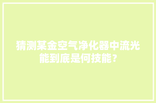 猜测某金空气净化器中流光能到底是何技能？
