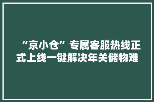 “京小仓”专属客服热线正式上线一键解决年关储物难题