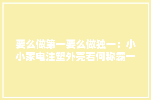 要么做第一要么做独一：小小家电注塑外壳若何称霸一隅？