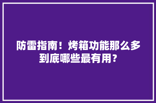 防雷指南！烤箱功能那么多到底哪些最有用？