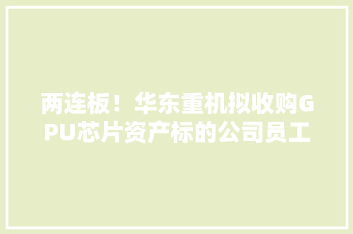 两连板！华东重机拟收购GPU芯片资产标的公司员工仅两人？