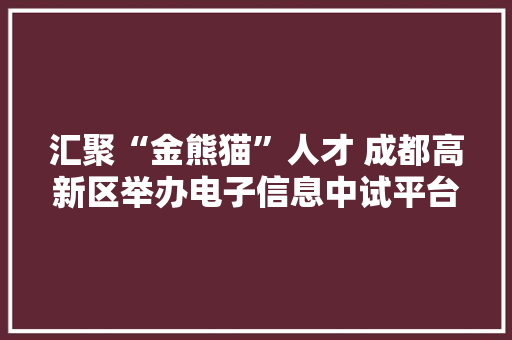 汇聚“金熊猫”人才 成都高新区举办电子信息中试平台产品经理专场沙龙
