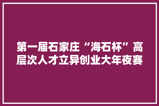 第一届石家庄“海石杯”高层次人才立异创业大年夜赛圆满落幕