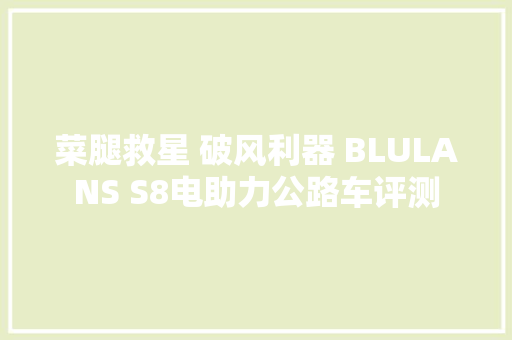 菜腿救星 破风利器 BLULANS S8电助力公路车评测