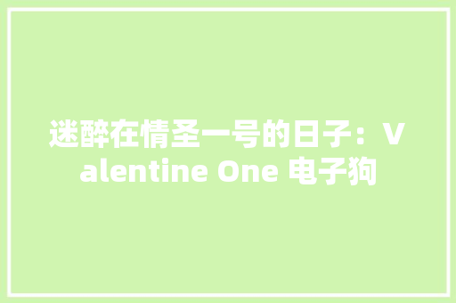 迷醉在情圣一号的日子：Valentine One 电子狗