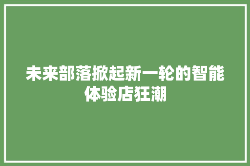 未来部落掀起新一轮的智能体验店狂潮