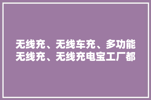 无线充、无线车充、多功能无线充、无线充电宝工厂都来这个展会了