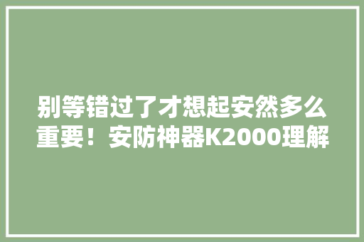 别等错过了才想起安然多么重要！安防神器K2000理解一下