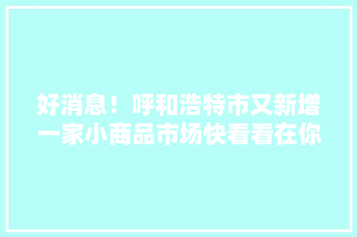 好消息！呼和浩特市又新增一家小商品市场快看看在你家临近吗？