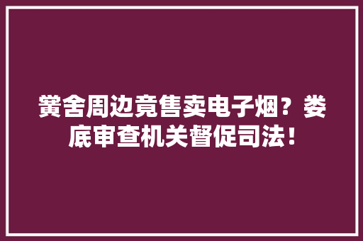 黉舍周边竟售卖电子烟？娄底审查机关督促司法！
