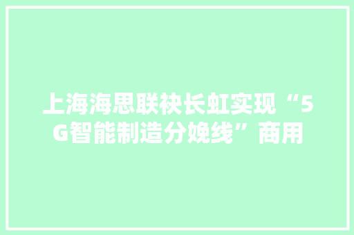 上海海思联袂长虹实现“5G智能制造分娩线”商用