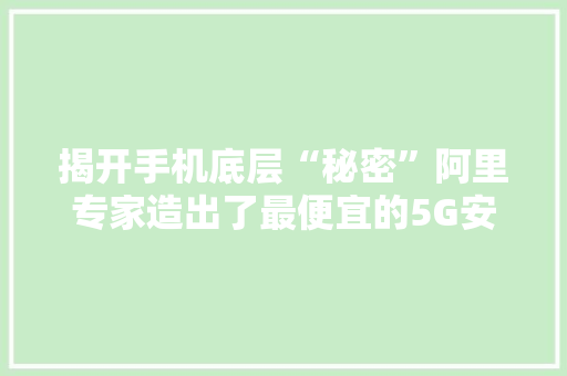 揭开手机底层“秘密”阿里专家造出了最便宜的5G安然检测对象