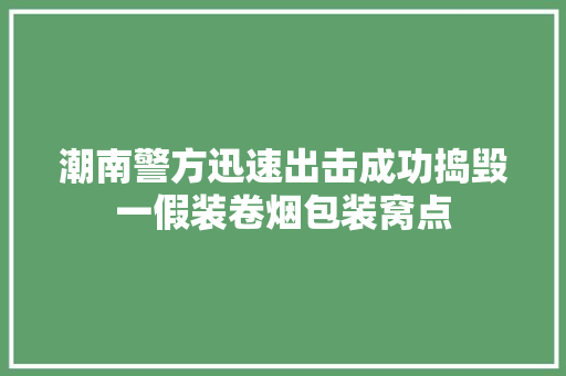 潮南警方迅速出击成功捣毁一假装卷烟包装窝点