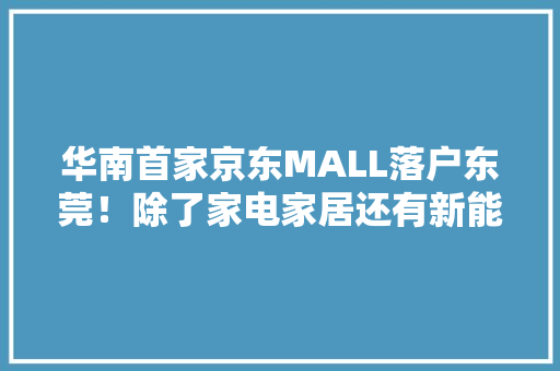 华南首家京东MALL落户东莞！除了家电家居还有新能源车