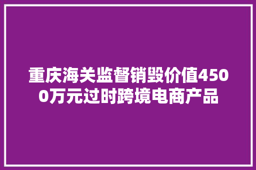 重庆海关监督销毁价值4500万元过时跨境电商产品