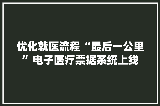 优化就医流程“最后一公里”电子医疗票据系统上线