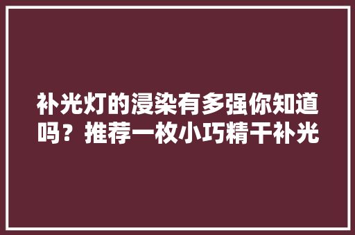 补光灯的浸染有多强你知道吗？推荐一枚小巧精干补光灯