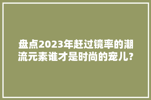 盘点2023年赶过镜率的潮流元素谁才是时尚的宠儿？