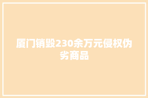 厦门销毁230余万元侵权伪劣商品