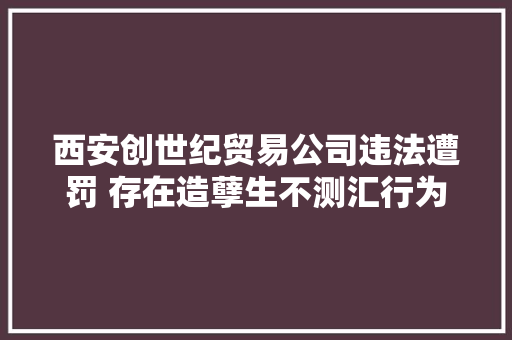 西安创世纪贸易公司违法遭罚 存在造孽生不测汇行为