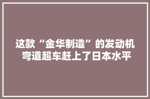这款“金华制造”的发动机 弯道超车赶上了日本水平