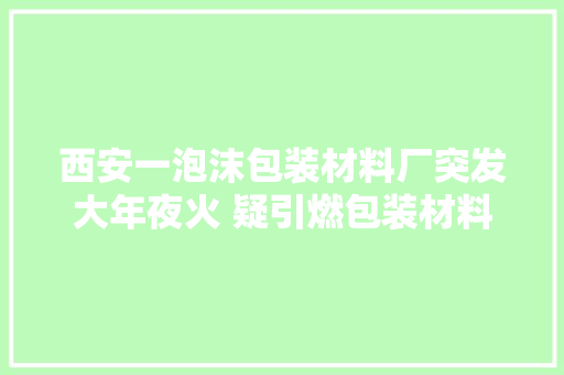 西安一泡沫包装材料厂突发大年夜火 疑引燃包装材料导致