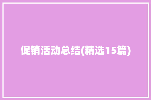 促销活动总结(精选15篇)