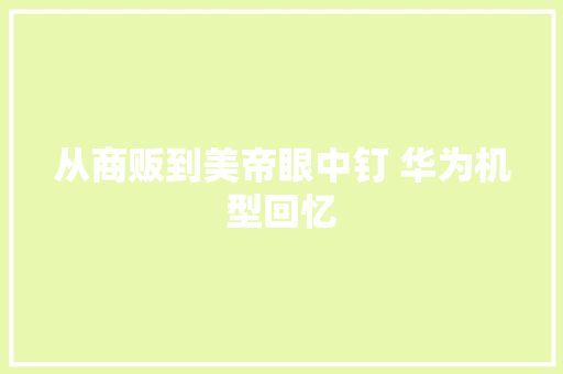 从商贩到美帝眼中钉 华为机型回忆