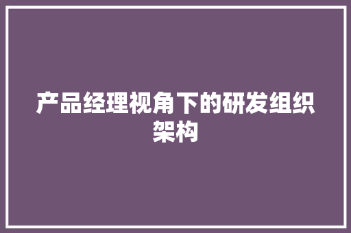产品经理视角下的研发组织架构