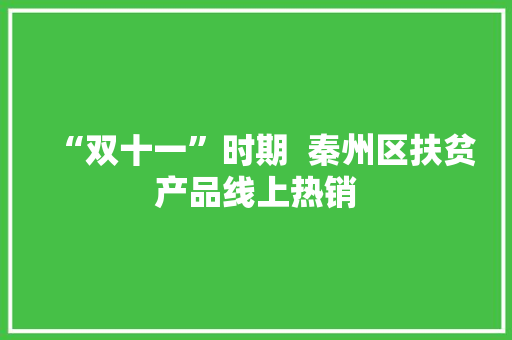 “双十一”时期  秦州区扶贫产品线上热销