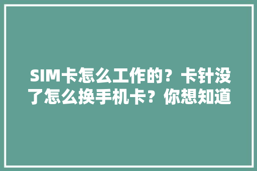  SIM卡怎么工作的？卡针没了怎么换手机卡？你想知道都在这了