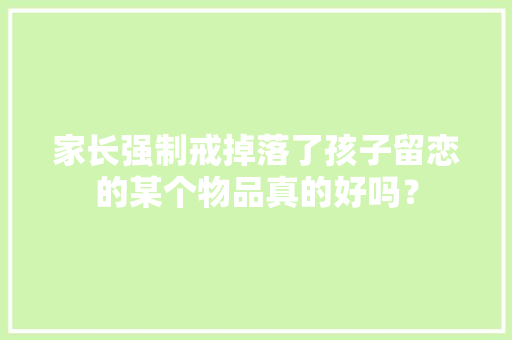 家长强制戒掉落了孩子留恋的某个物品真的好吗？