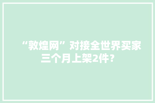 “敦煌网”对接全世界买家三个月上架2件？