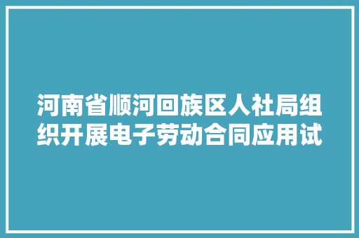 河南省顺河回族区人社局组织开展电子劳动合同应用试点活动