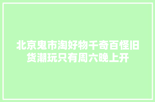 北京鬼市淘好物千奇百怪旧货潮玩只有周六晚上开