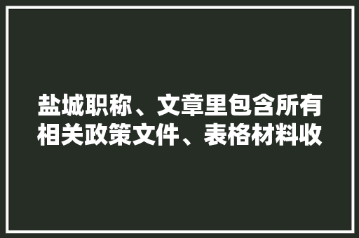 盐城职称、文章里包含所有相关政策文件、表格材料收藏