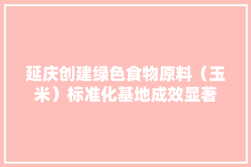 延庆创建绿色食物原料（玉米）标准化基地成效显著