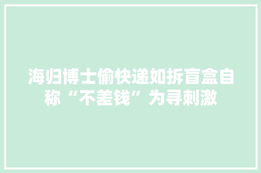 海归博士偷快递如拆盲盒自称“不差钱”为寻刺激