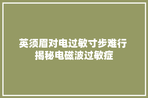 英须眉对电过敏寸步难行 揭秘电磁波过敏症