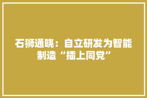 石狮通晓：自立研发为智能制造“插上同党”