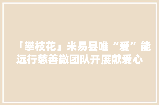 「攀枝花」米易县唯“爱”能远行慈善微团队开展献爱心活动
