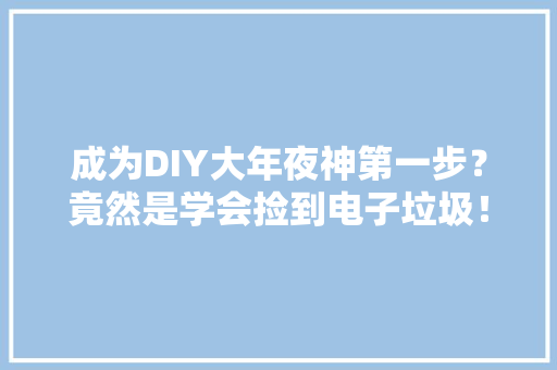 成为DIY大年夜神第一步？竟然是学会捡到电子垃圾！
